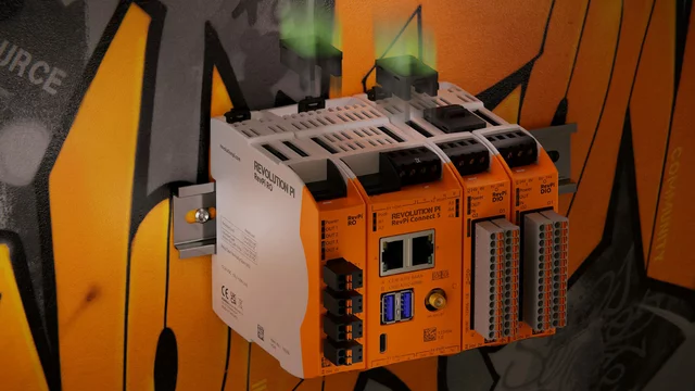 RevolutionPi DIN-rail industrial controller built on Raspberry Pi Compute Module